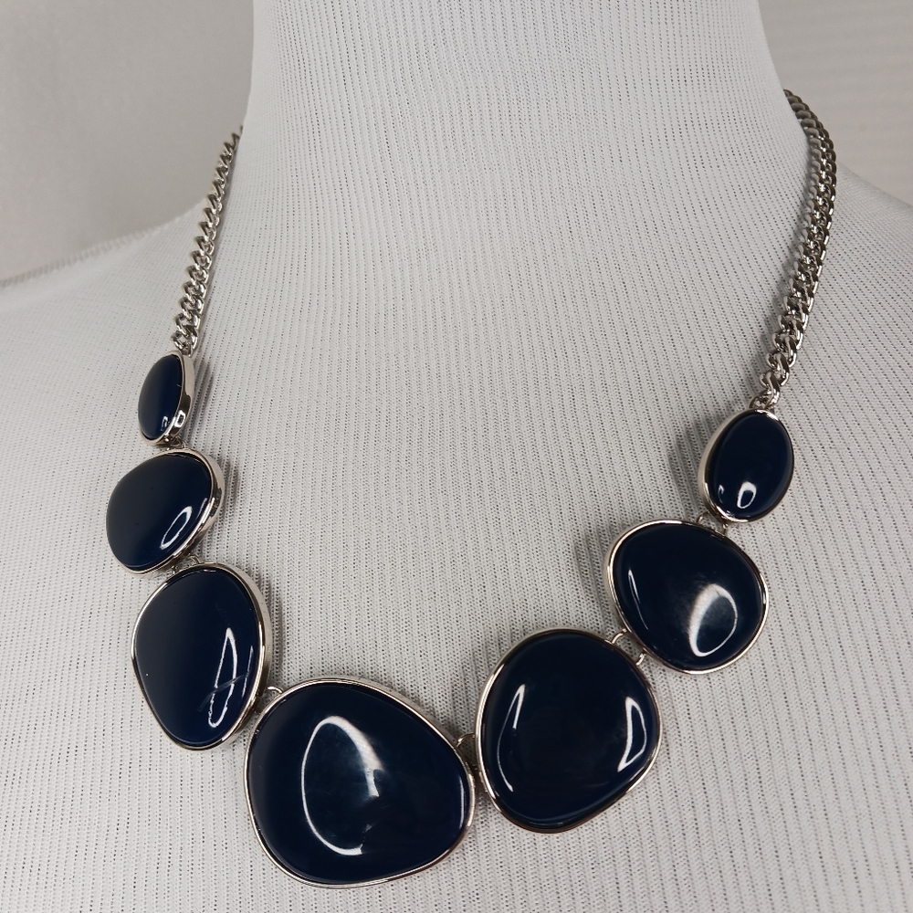 Necklace Blue Silver 21"
